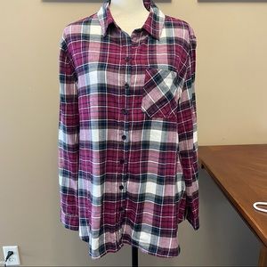 Beach lunch lounge plaid flannel shirt size large